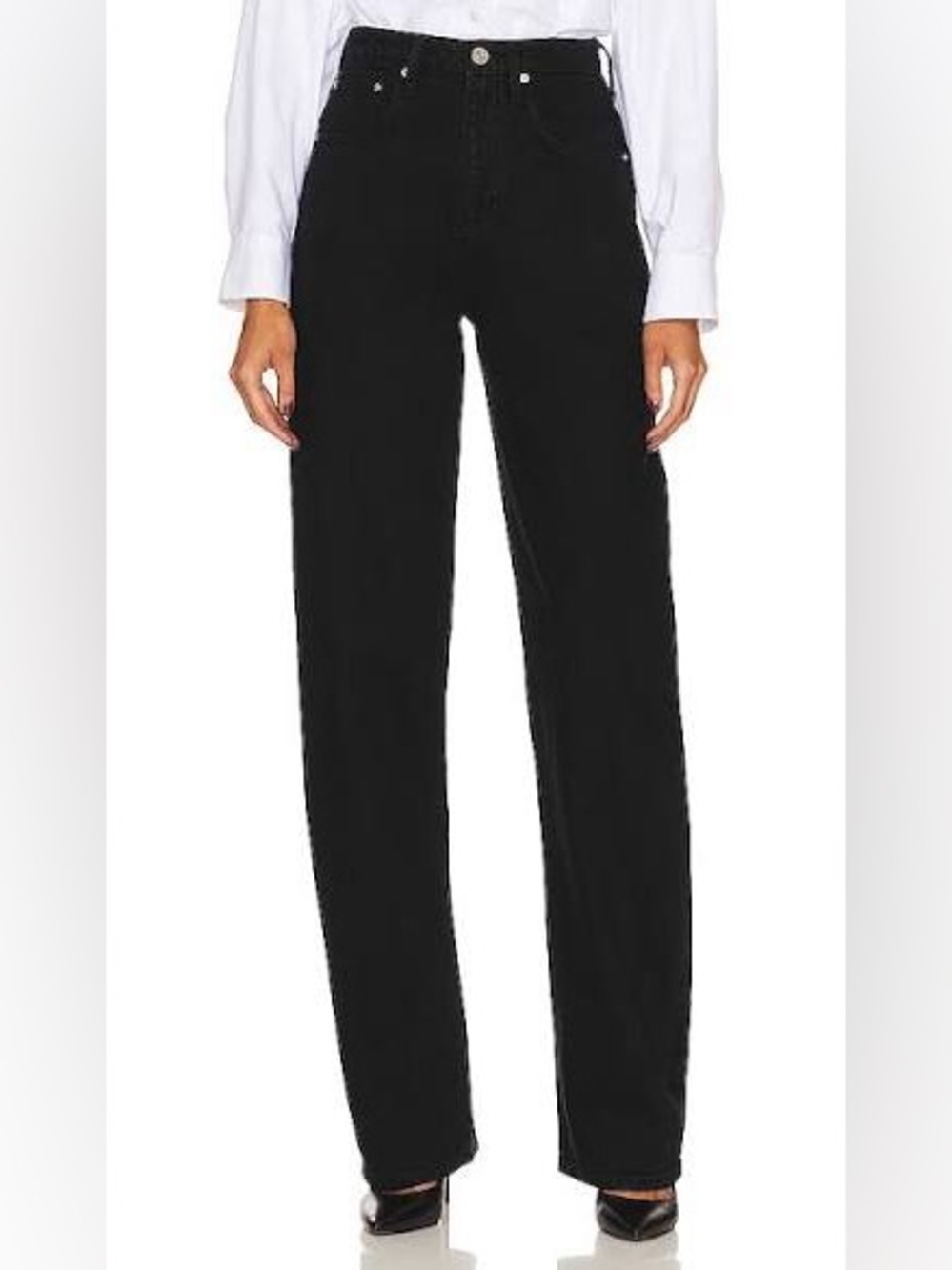 FRAME Long Barrel Straight Jeans in Film Noir
Size: 31